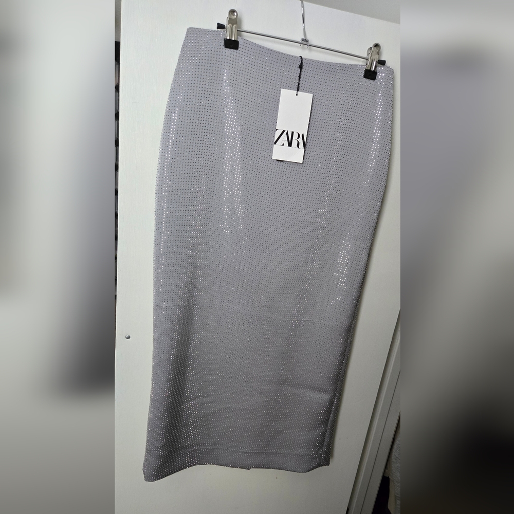Zara silver beaded skirt